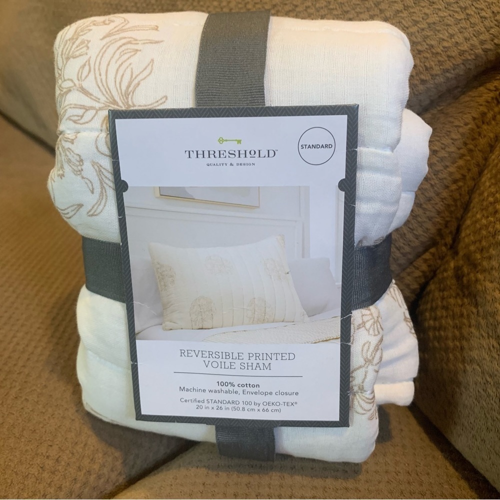 Threshold Reversible Printed Voile Sham Standard!